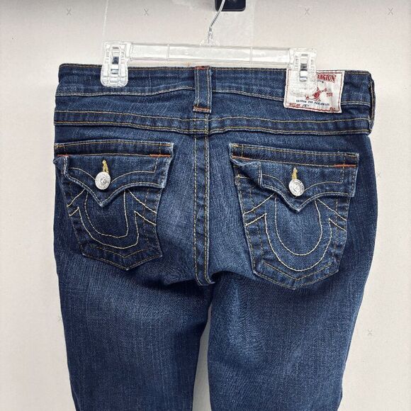 True Religion Joey Jeans Womens Size 27 Blue Low Rise Flare Y2K Style 10-503 - Picture 1 of 11
